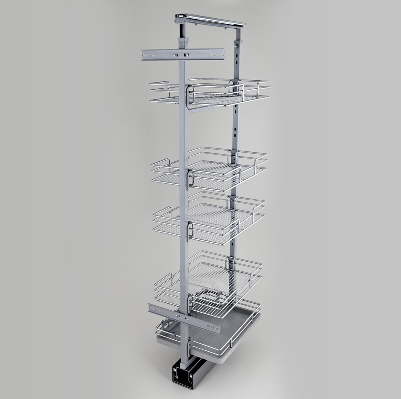 Выдвижная колонна с корзинами, с шариковыми направляющими, с креплением для выдвижных фасадов, с доводчиком плавного закрывания